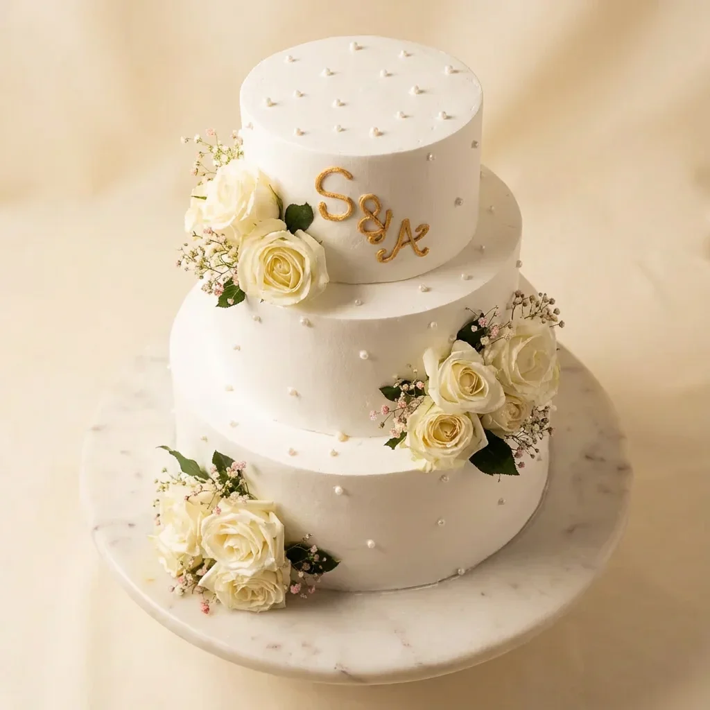 White Rose Wedding Cake