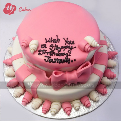 Fondant Ribbon Double Decker Cake