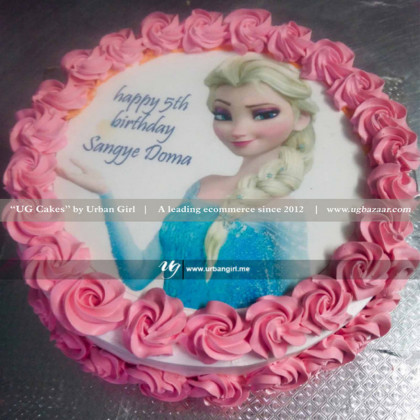Frozen Themed Cake With Printed Photo