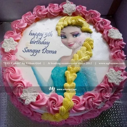 Frozen Themed Cake With Elsa photo