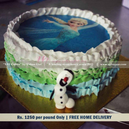 Frozen Themed Cake With Olaf