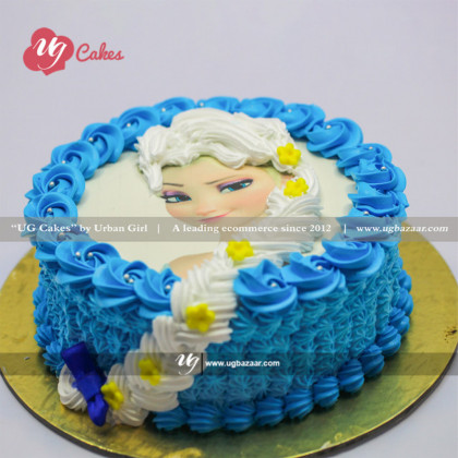 Frozen Blue & White Themed Cake