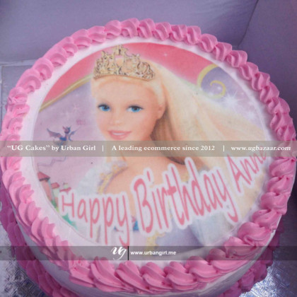 Barbie Photo Printed Themed Cake