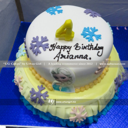 Frozen Theme Cake With Snowflake