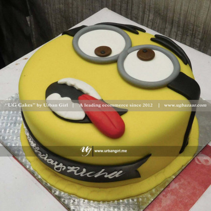 Minion Theme Cake With Fondant Design