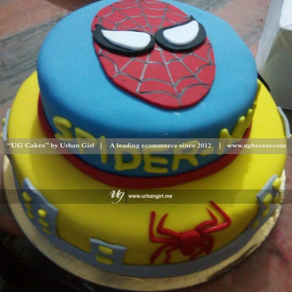 Spiderman Theme Cake With Spider