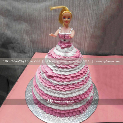 Pink & White Barbie Cake