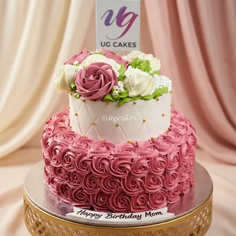 Double Deck Floral Wedding Cake