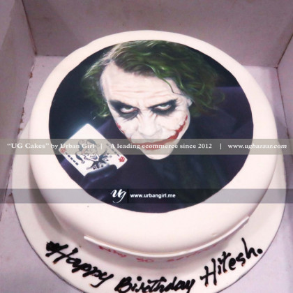 Cake With Printed Customized Photos Of Joker