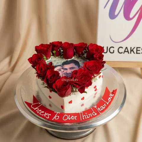 Photo Printed Anniversary Cake