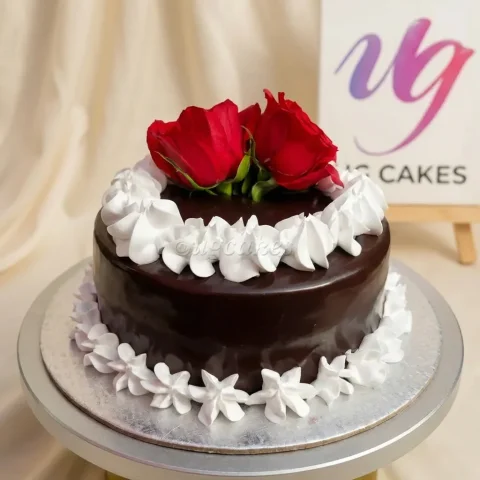 Chocolate Cake with Rose Topping