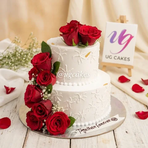 Double Decker Wedding Cake with Roses