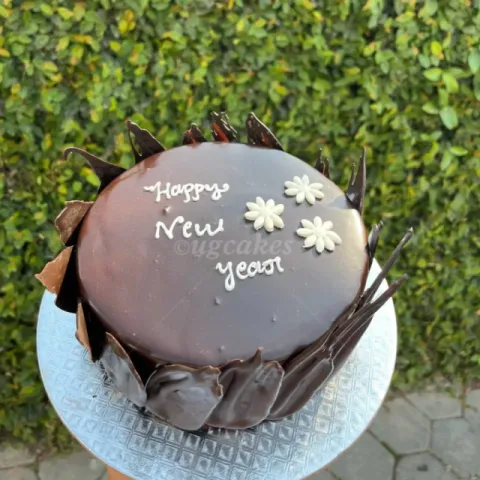New Year Chocolate Cake with Chocolate Garnish