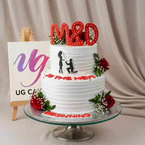 Real Roses Themed Wedding Cake