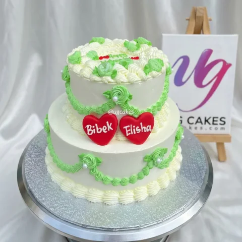 Double Decker Mehendi Themed Cake