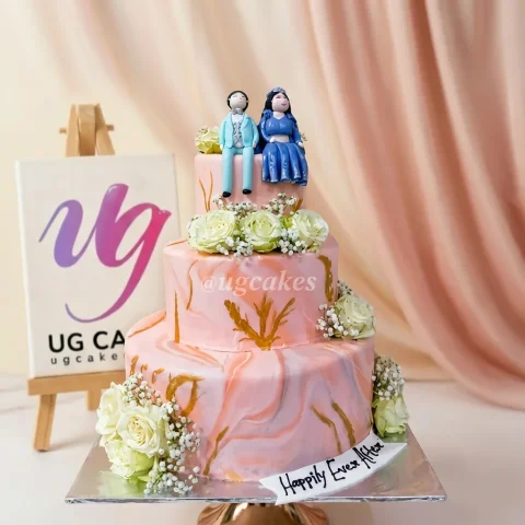 Forever Love Wedding Cake with Flowers