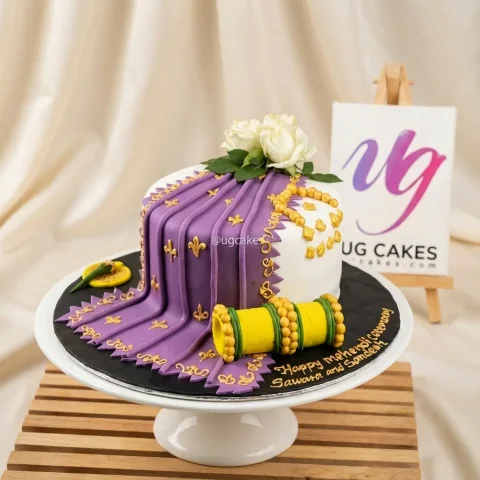 Mehendi Themed Cake with Real Roses