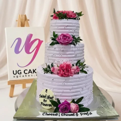 Enchanting Rose Cascade Wedding Cake