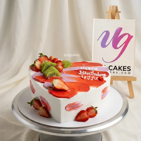 Heart Shaped Fruit Topped Cake
