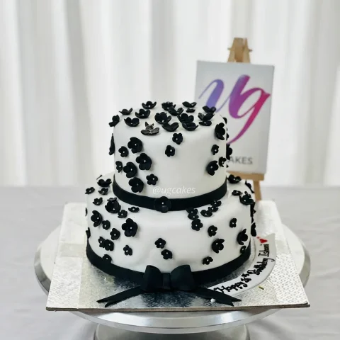 Black and White Double Decker Cake