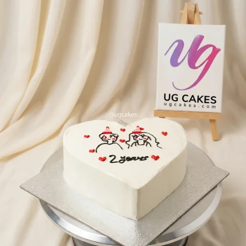 Heart Shape Anniversary Cake