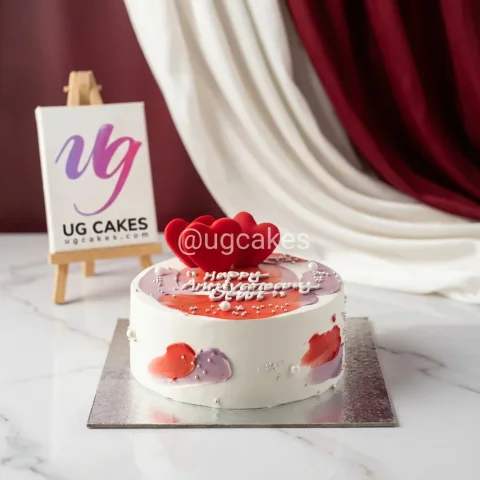 Cake with Hearts and Pearls on Top