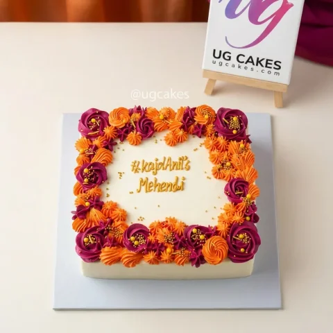 Mehendi Themed Cake with Flowers