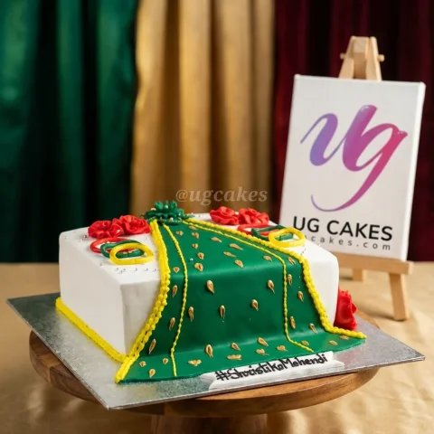 Mehendi Themed Cake with Bangles and Flowers