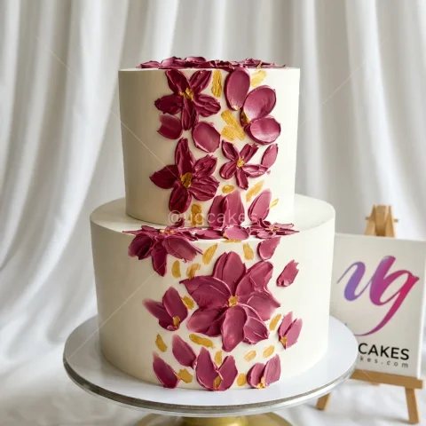 Floral Cascade Artistry Double Decker Cake