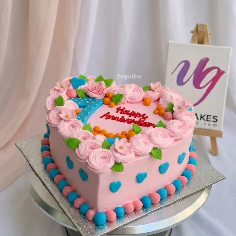 Heart Shaped Rosette Themed Cake