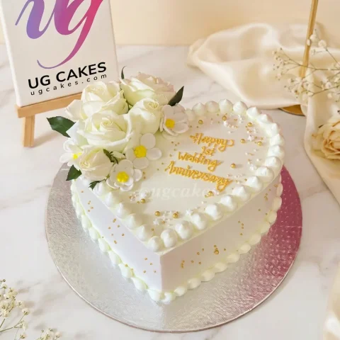 White Roses Anniversary Cake