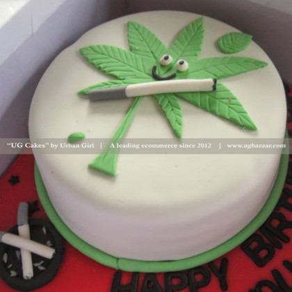 Marijuana with Smoke Designed Cake