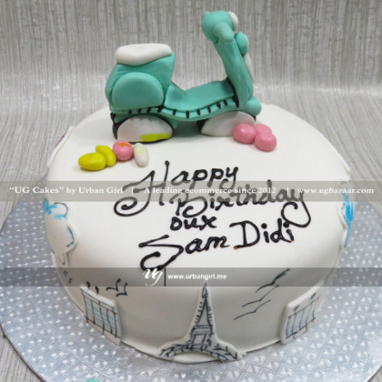 Green Vespa Designed Cake