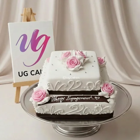 Double Decker Engagement Cake with Roses