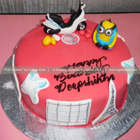 Yamaha Fascino with Minion Designed Cake