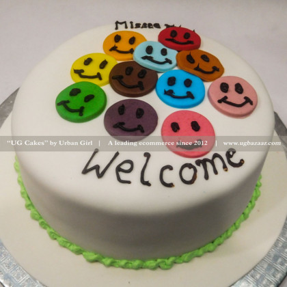 Rainbow Smiley Designed Cake