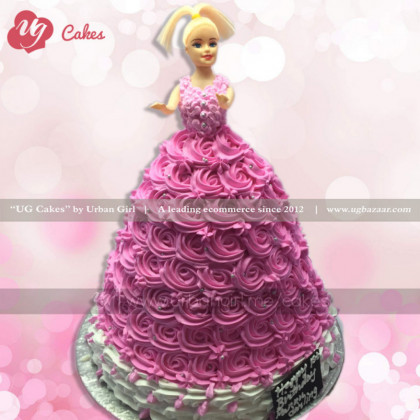 Pink Barbie Flower Cake