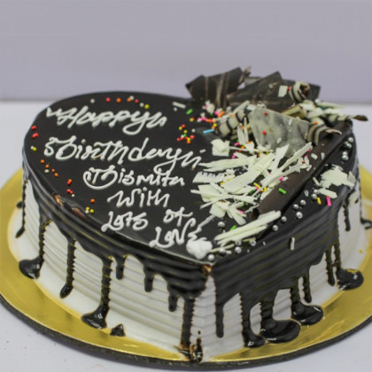 Heart-Shaped White Chocolate Drip Cake