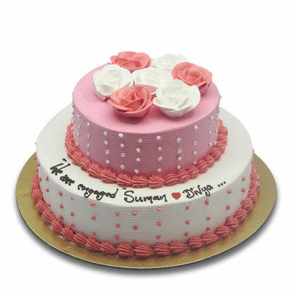 Double Deck Girly Pink Flower Cake