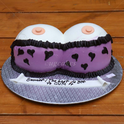 Purple Bra Boobies Cake