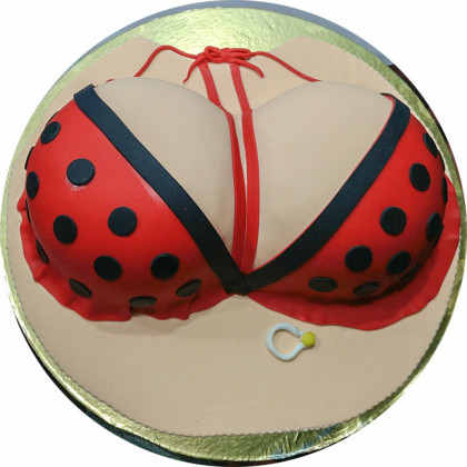 Red n Black Polka Dots Bra Cake