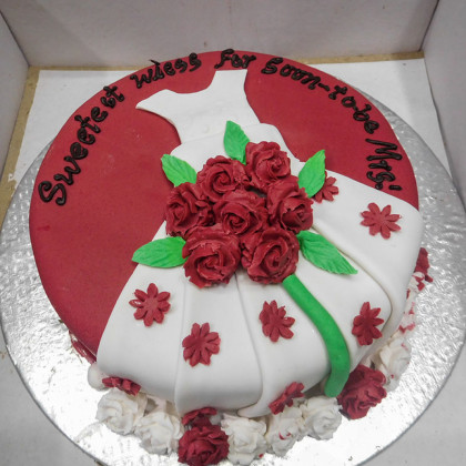 Bridal Rose Dress Bachelor Cake