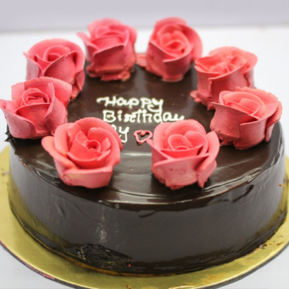 Deliciously Decadent Chocolate Cake with Edible Red Roses