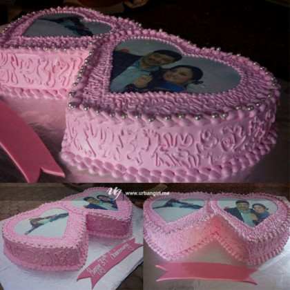 Heart-shaped Anniversary Cake