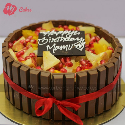 Chocolate Cake with Fresh Fruits Topping