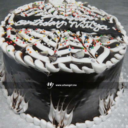 White Border Chocolate Cake with Sprinkles