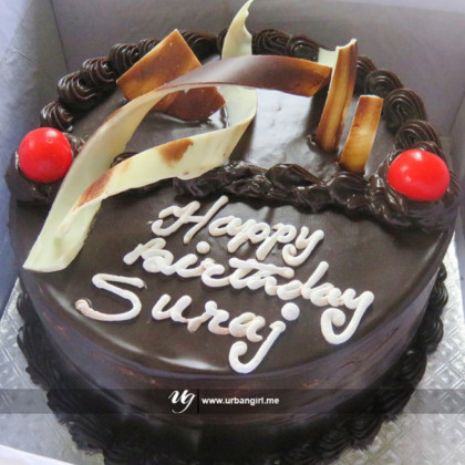 Cherry-Topped Chocolate Cake with Caramel Bark