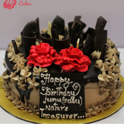 Floral Lace Chocolate Cake with Choco Bark