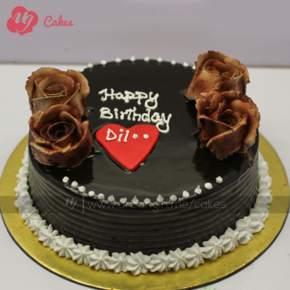 Chocolate Heart and Roses Cake
