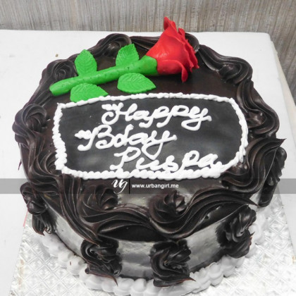 Rose and Cream Topped Birthday Cake